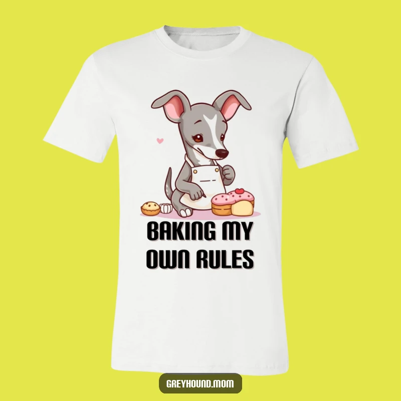 Funny Greyhound Baker T-Shirt: Pastry Perfection Humor - Ideal Gift for Bakers & Dogs