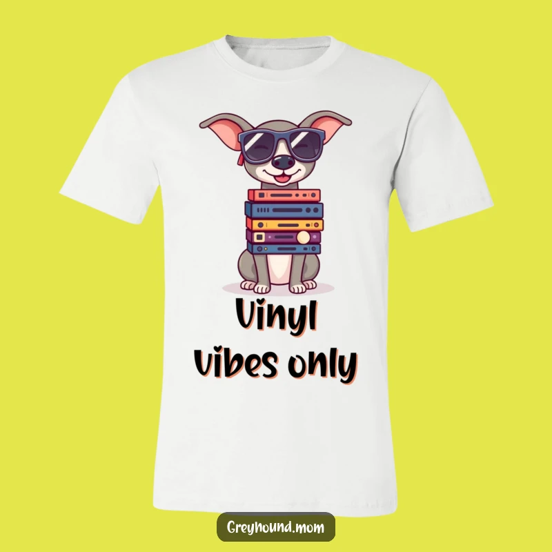 Funny Greyhound Sunglasses Record T-Shirt - Cool Retro Music Tee Gift