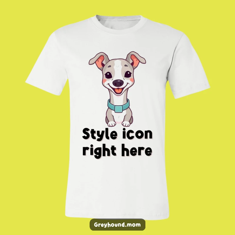 Funny Bright Greyhound T-Shirt: Smiling Dog with Collar, Great Funny Gift