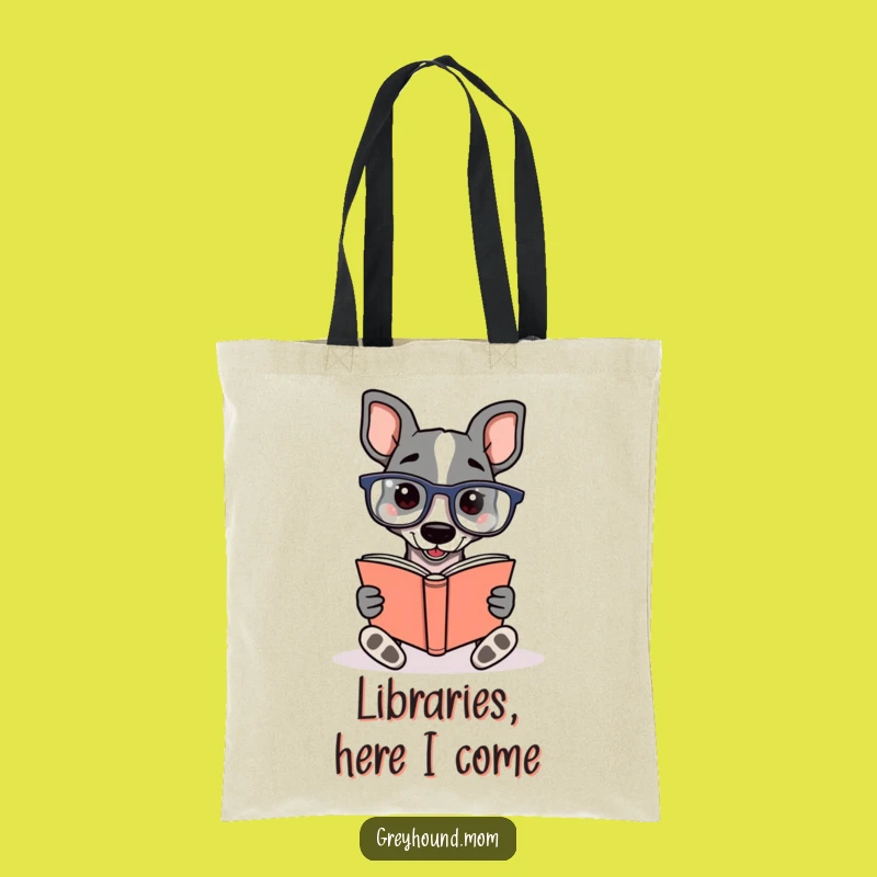 Funny Reading Greyhound Tote Bag - Book Lover Dog Accessory Gift