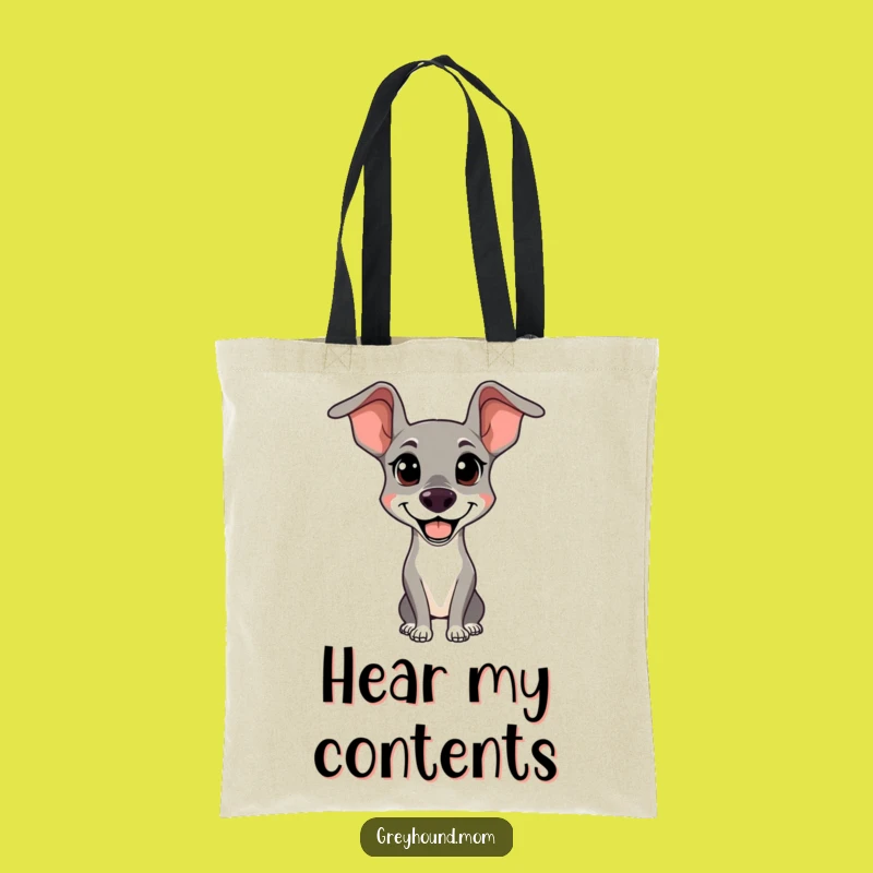 Funny Happy Greyhound Tote Bag - Alert Dog Accessory Gift