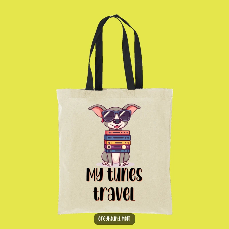 Funny Greyhound Sunglasses Record Tote Bag - Cool Music Accessory Gift