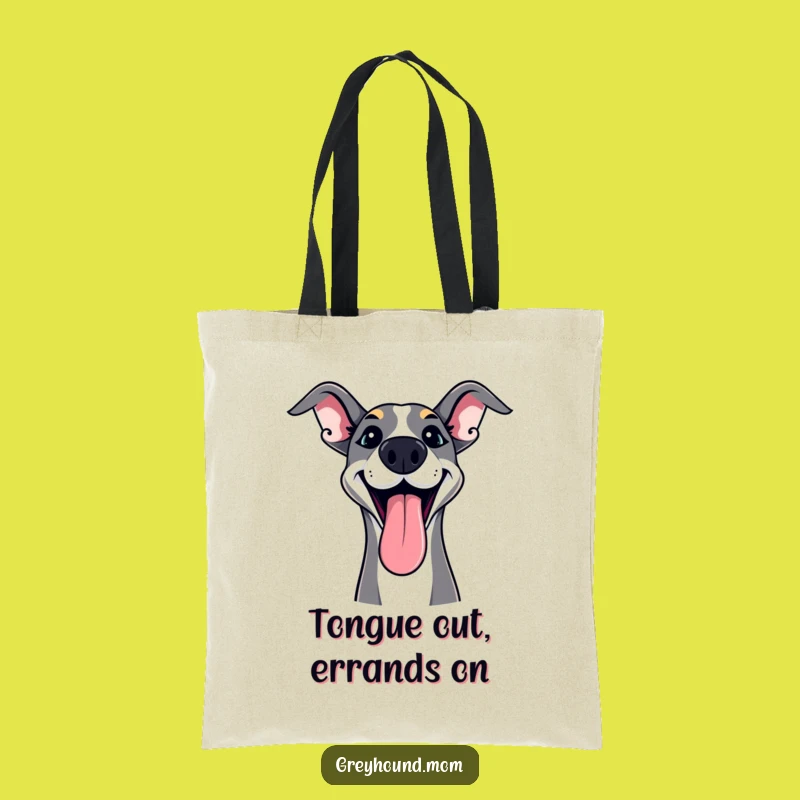 Funny Playful Greyhound Tote Bag: Tongue Out Style - Ideal Fun Gift
